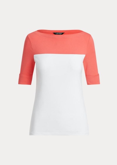 Tops Ralph Lauren Mujer Rojos / Blancos - Two-Tone Boatneck - SDZQT2645